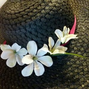 Jessica Simpson Black Sun Hat w/ Sash Bow